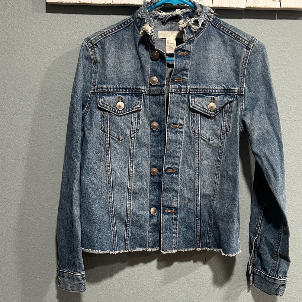 H&M Distressed Blue Jean Jacket